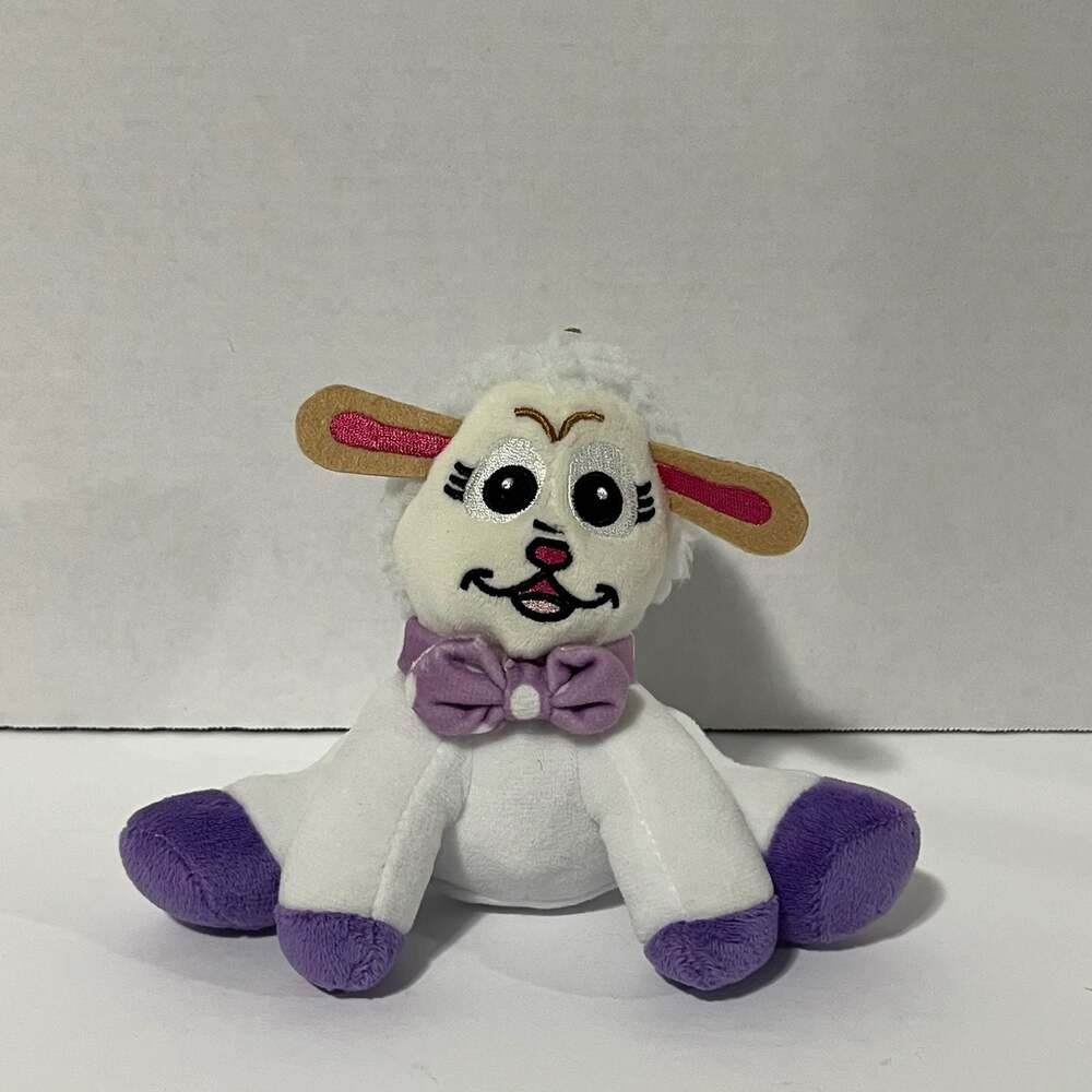 Unbranded 5-inch Lamb Plush Toy with Purple Bow Tie and Hooves
